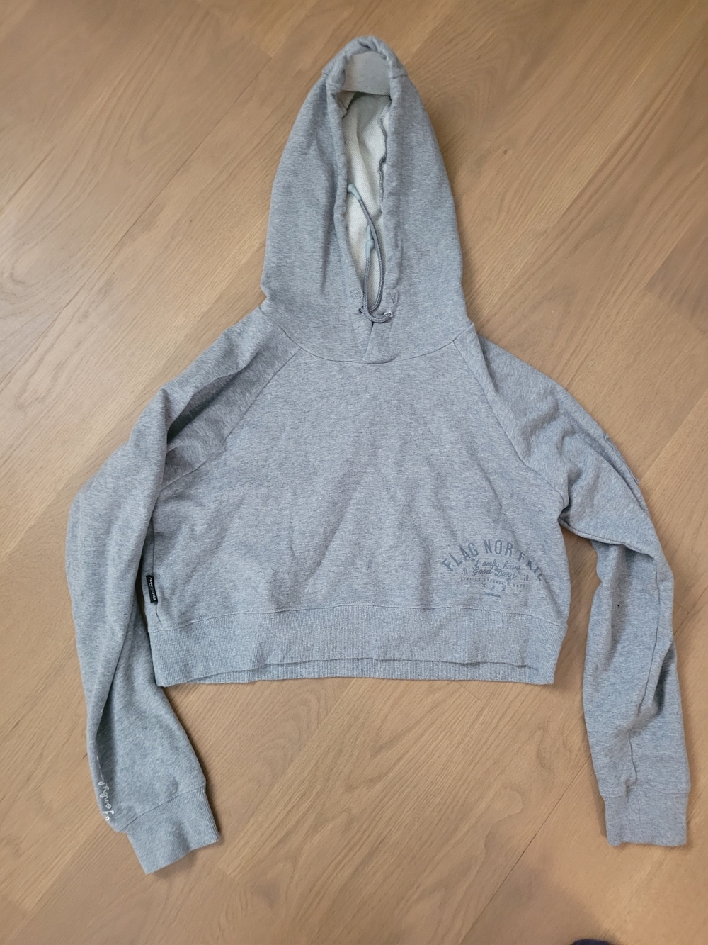 Flag Nor Fail Cropped Gray Hooded Sweatshirt NWOT